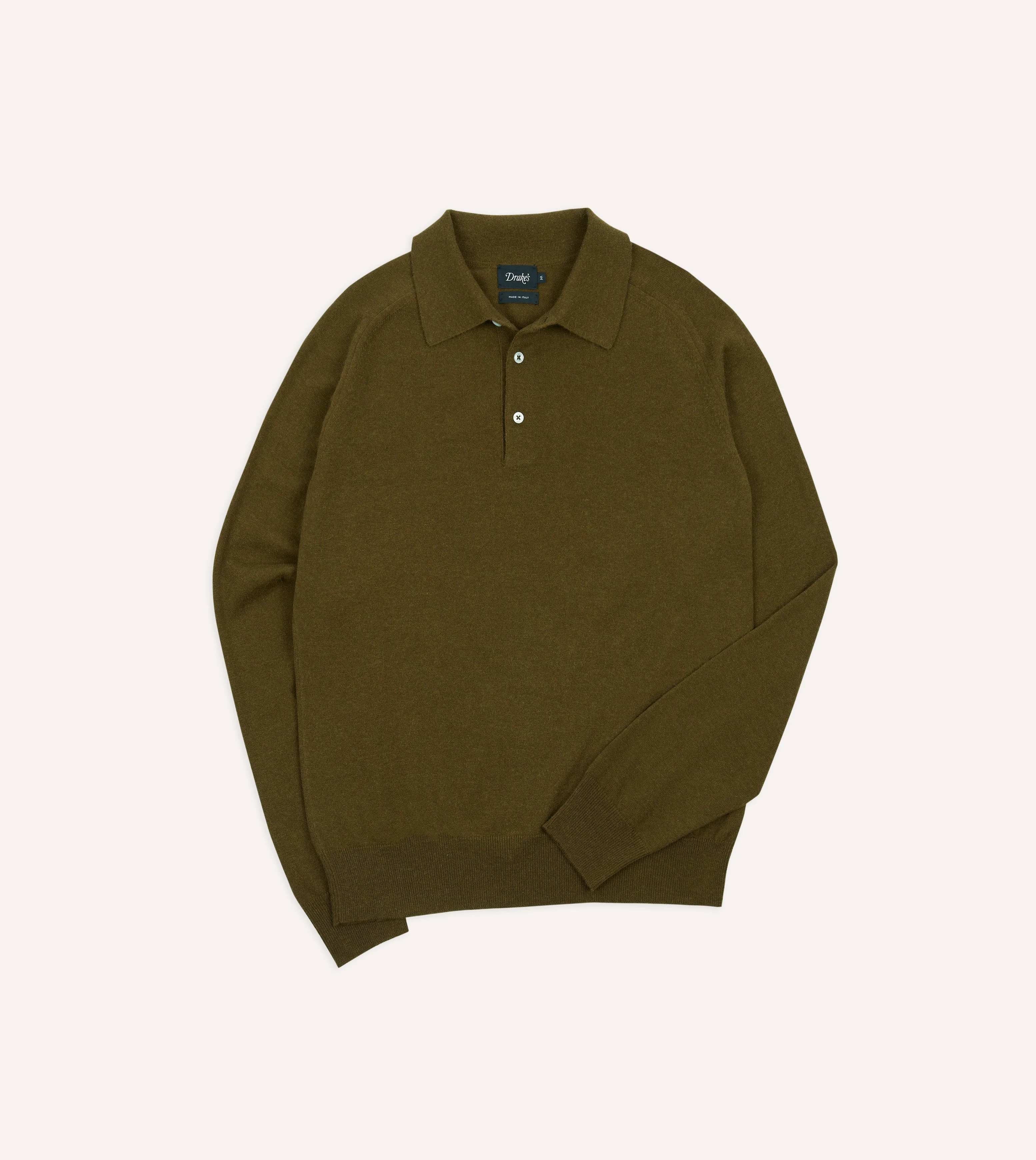Olive Alpaca Wool Knitted Polo - 1