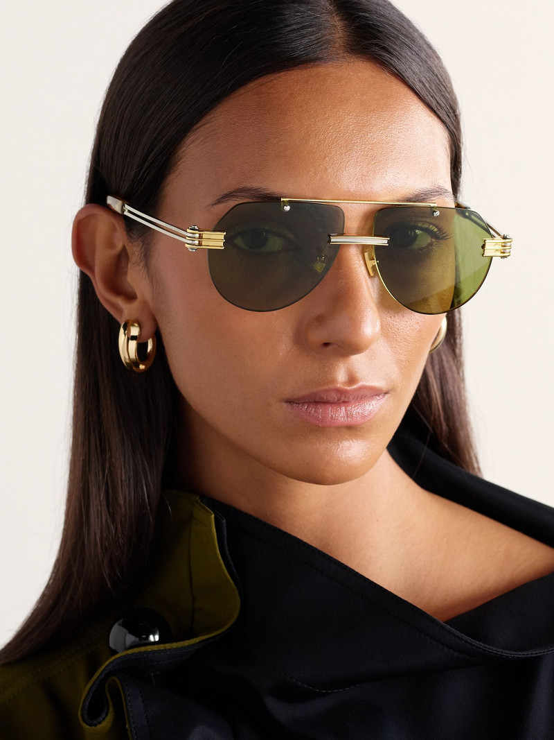 Bottega Veneta Aviator-style gold and silver-tone sunglasses Gold outlook