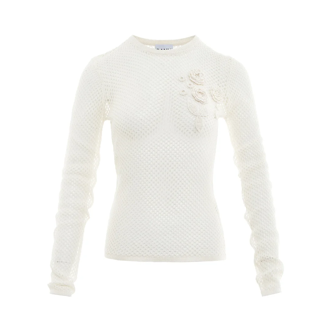 Mercerized Cotton Mesh Pointelle Top - 1