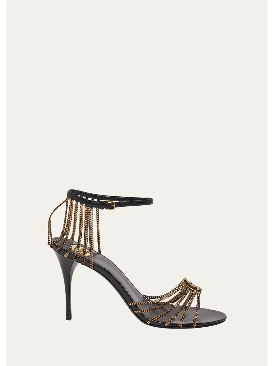 Babylone Strappy Chain YSL Stiletto Sandals - 1