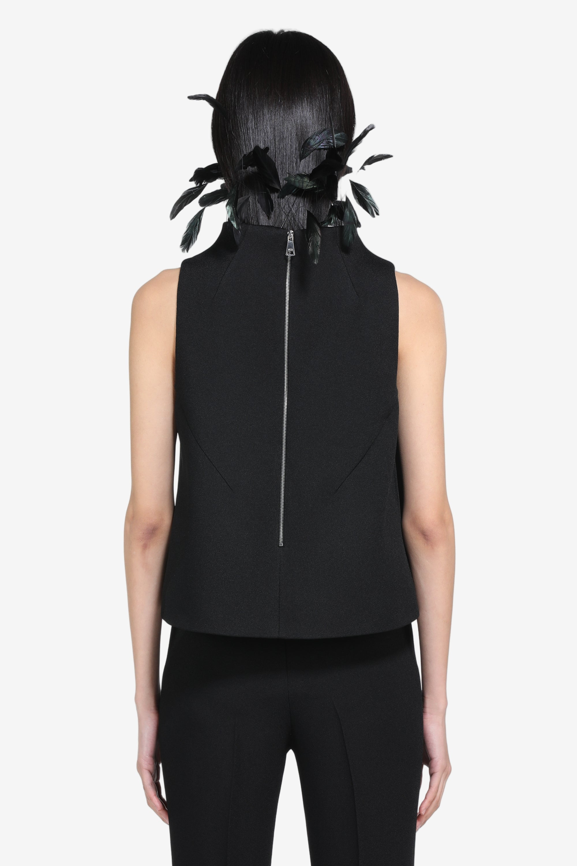 SLEEVELESS TOP WITH FEATHERS - 2