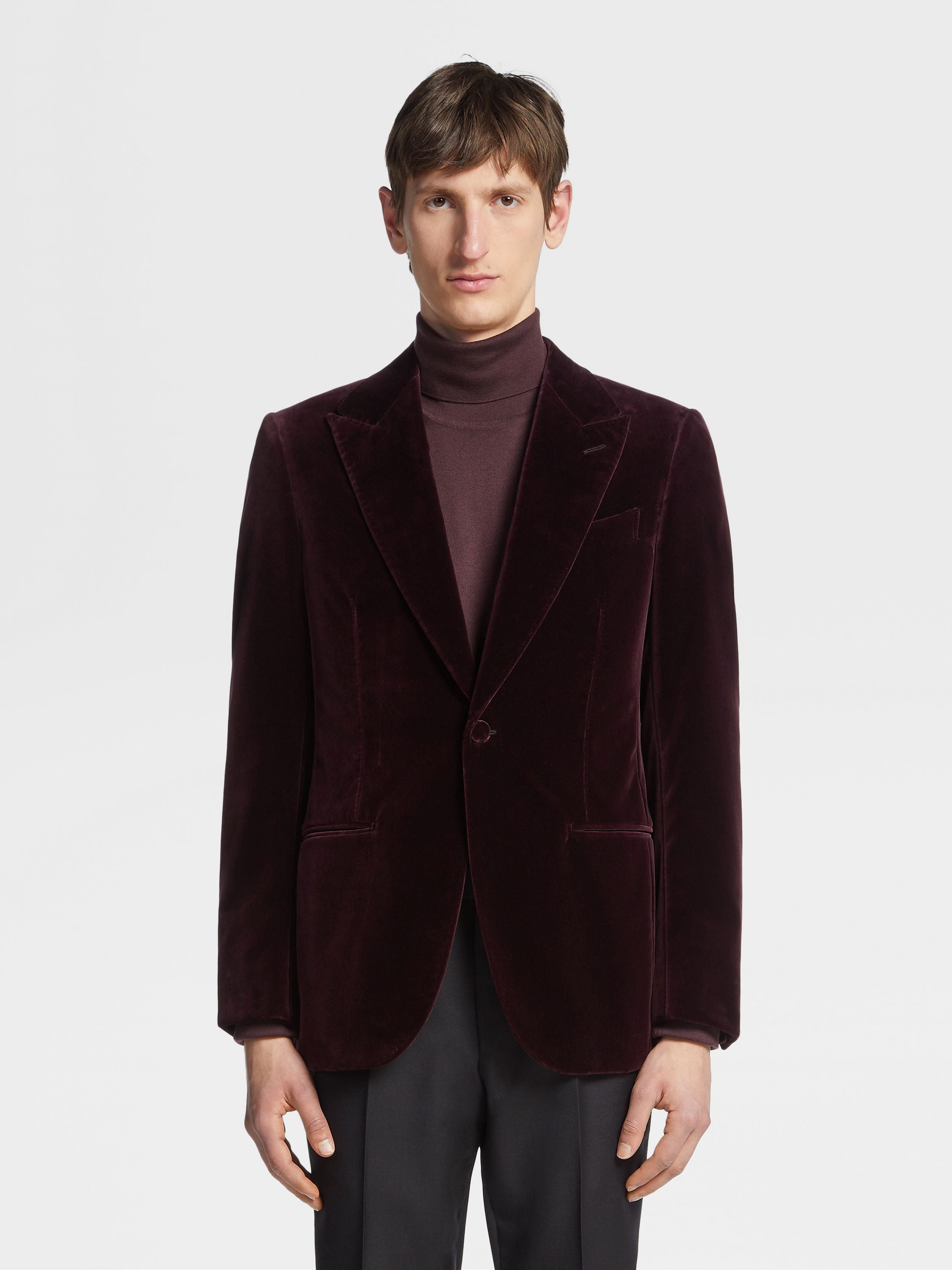 DARK BURGUNDY COTTON EVENING JACKET - 4