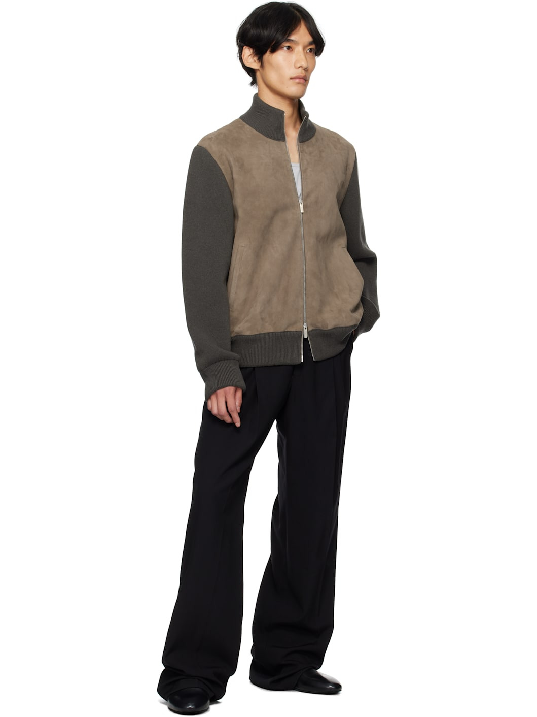 Brown Leather Insert Jacket - 4