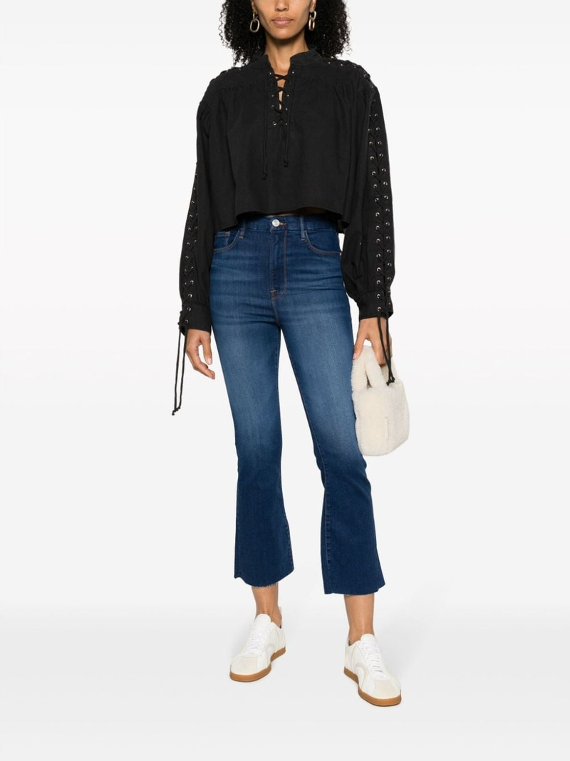 RE/DONE Pirate lace-up linen-blend blouse outlook