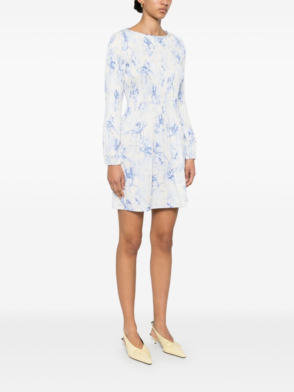 plissé-detailed mini dress - 3
