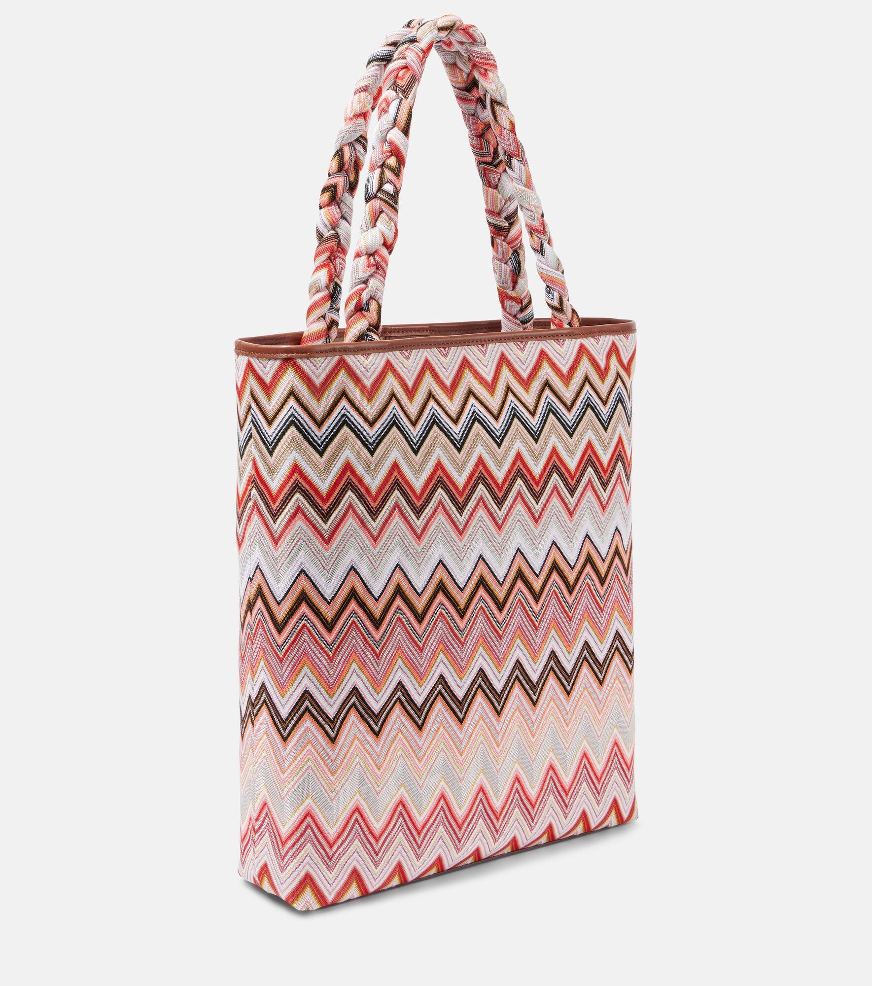 Zigzag Large leather-trimmed tote bag - 4