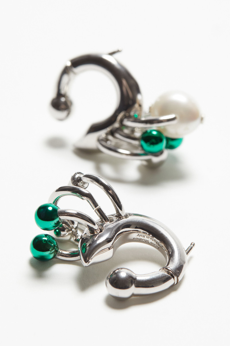 Multi charm earrings - Silver/green 4