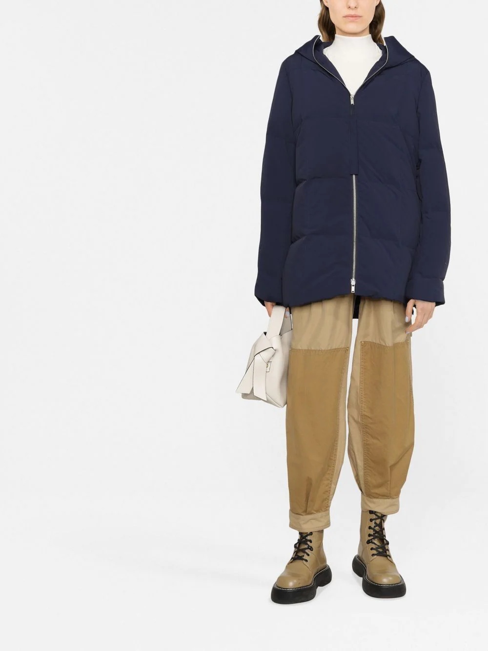 padded zip-fastening coat - 2