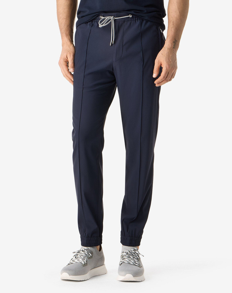 Dark blue technical wool fabric joggers 3