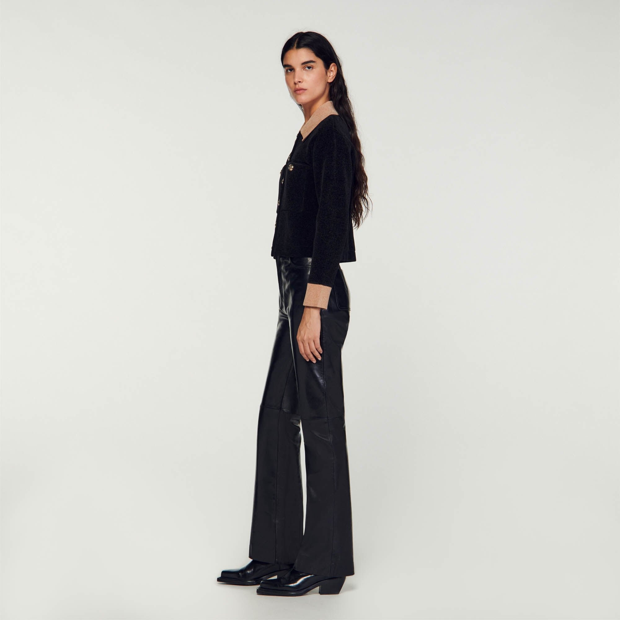 CROPPED VELOUR KNIT COATIGAN - 7