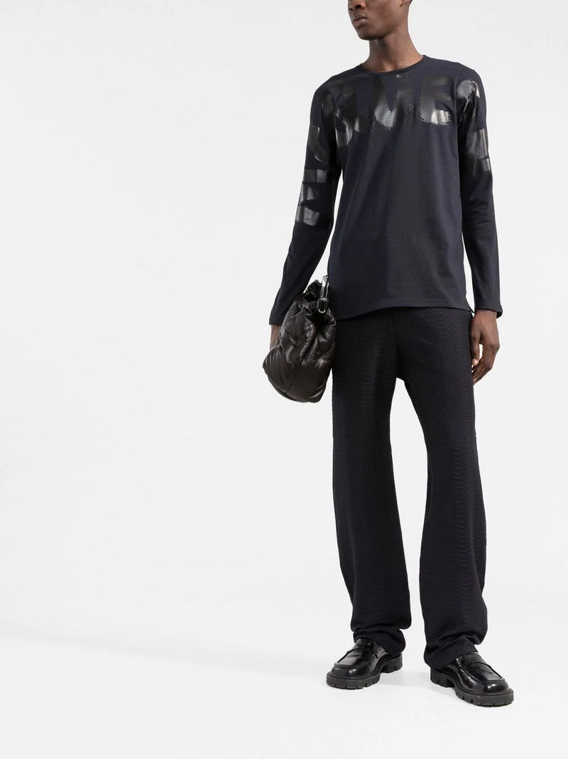 Alexander McQueen ALEXANDER MCQUEEN Graffiti Logo Print Long Sleeve T-Shirt Navy outlook