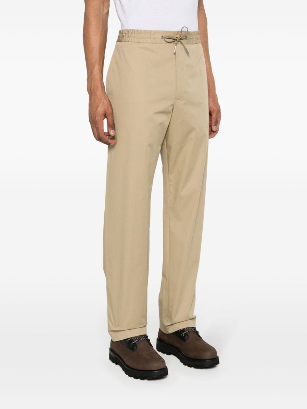 appliquÃ©-logo cotton tapered trousers - 3