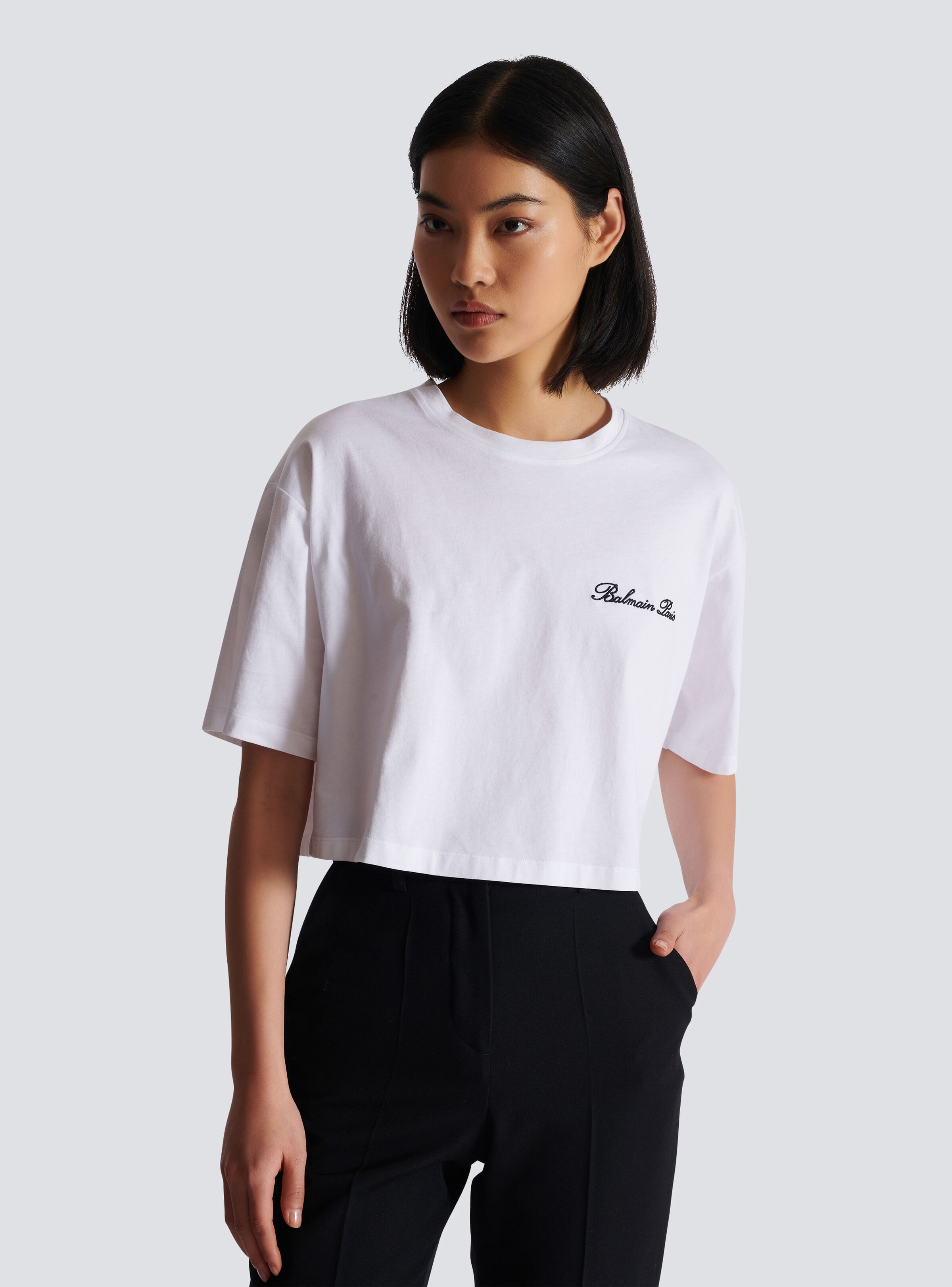 T-shirt with Balmain Signature embroidery - 6