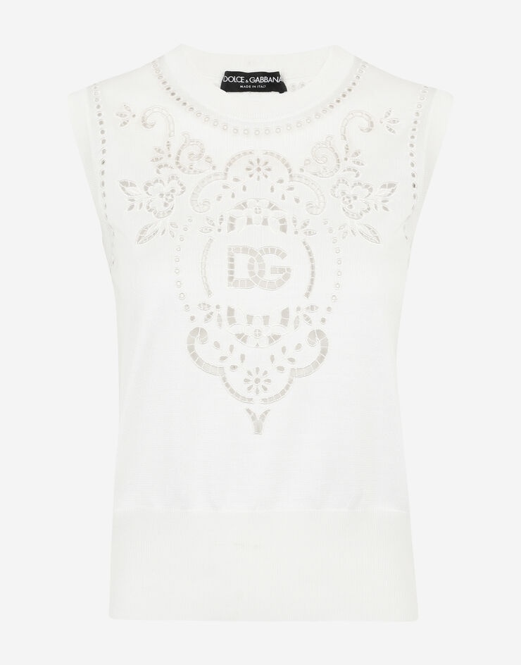 Sleeveless silk sweater with DG embroidery - 3