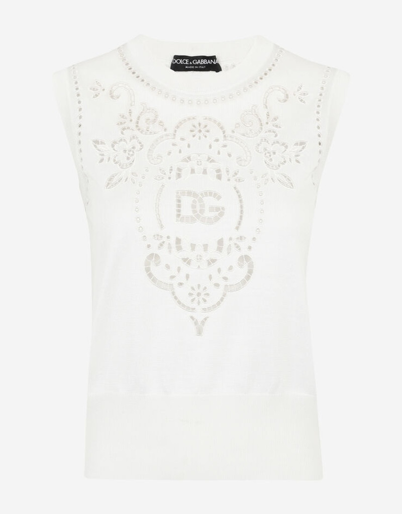 Sleeveless silk sweater with DG embroidery 3