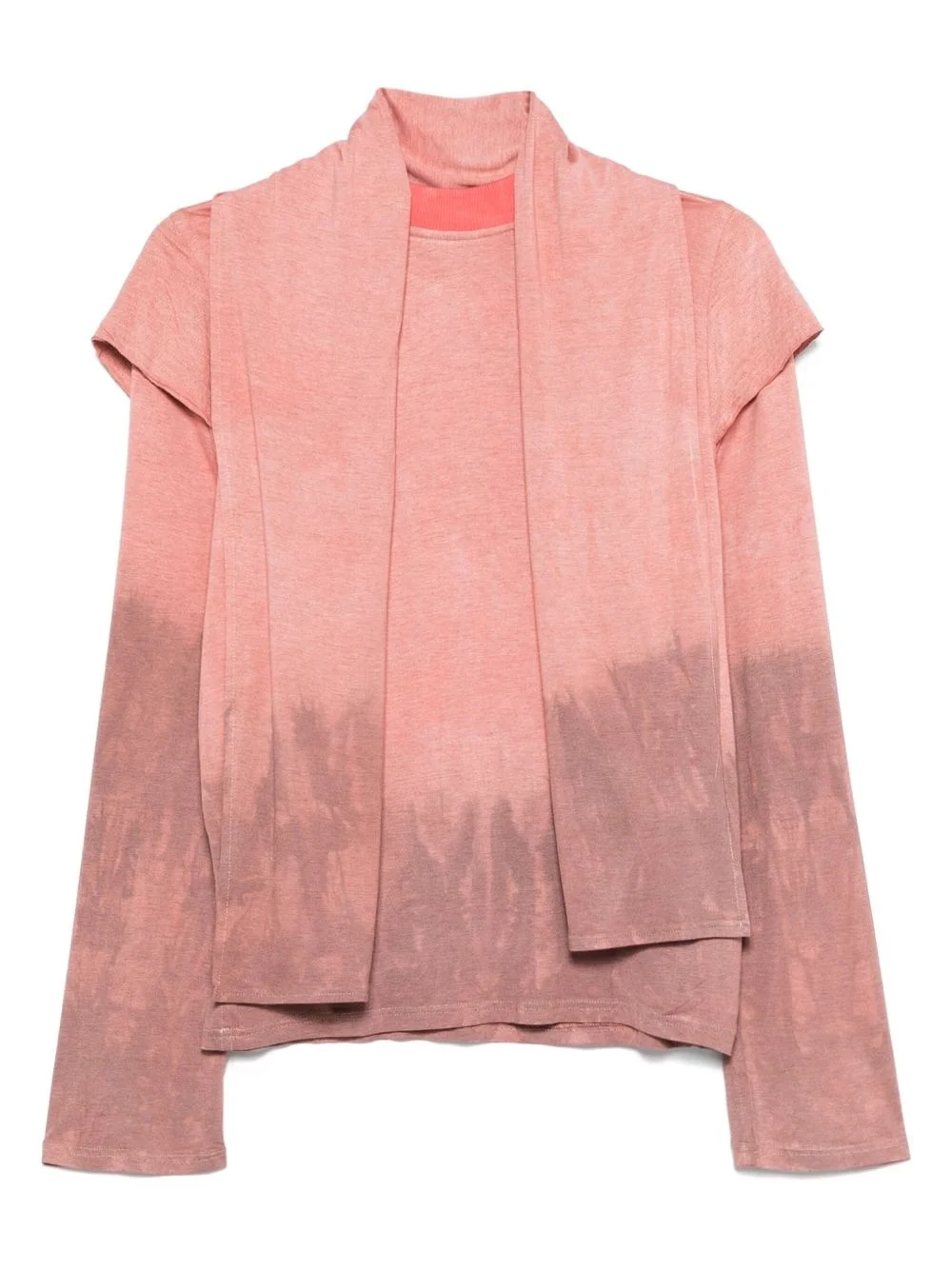 built-in-scarf long-sleeve T-shirt - 1