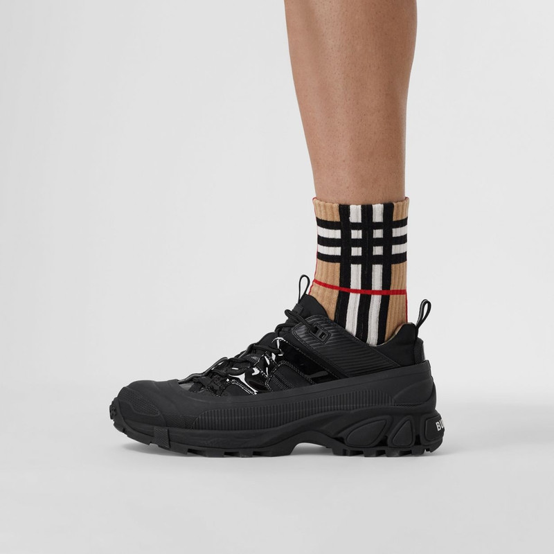 Check Intarsia Technical Stretch Cotton Socks 7