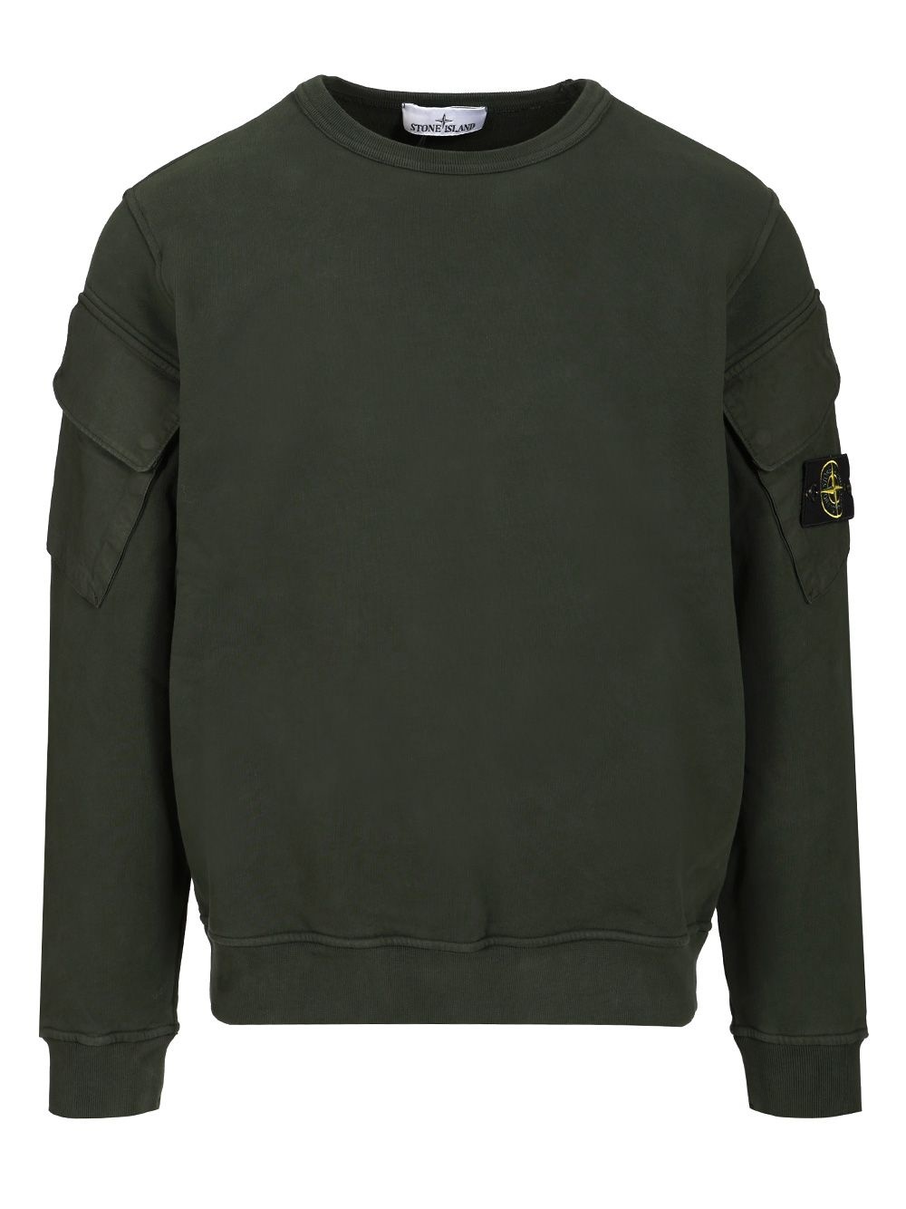 Crewneck Sweatshirt In Brushed Organic Cotton Sweatshirts Green - 1