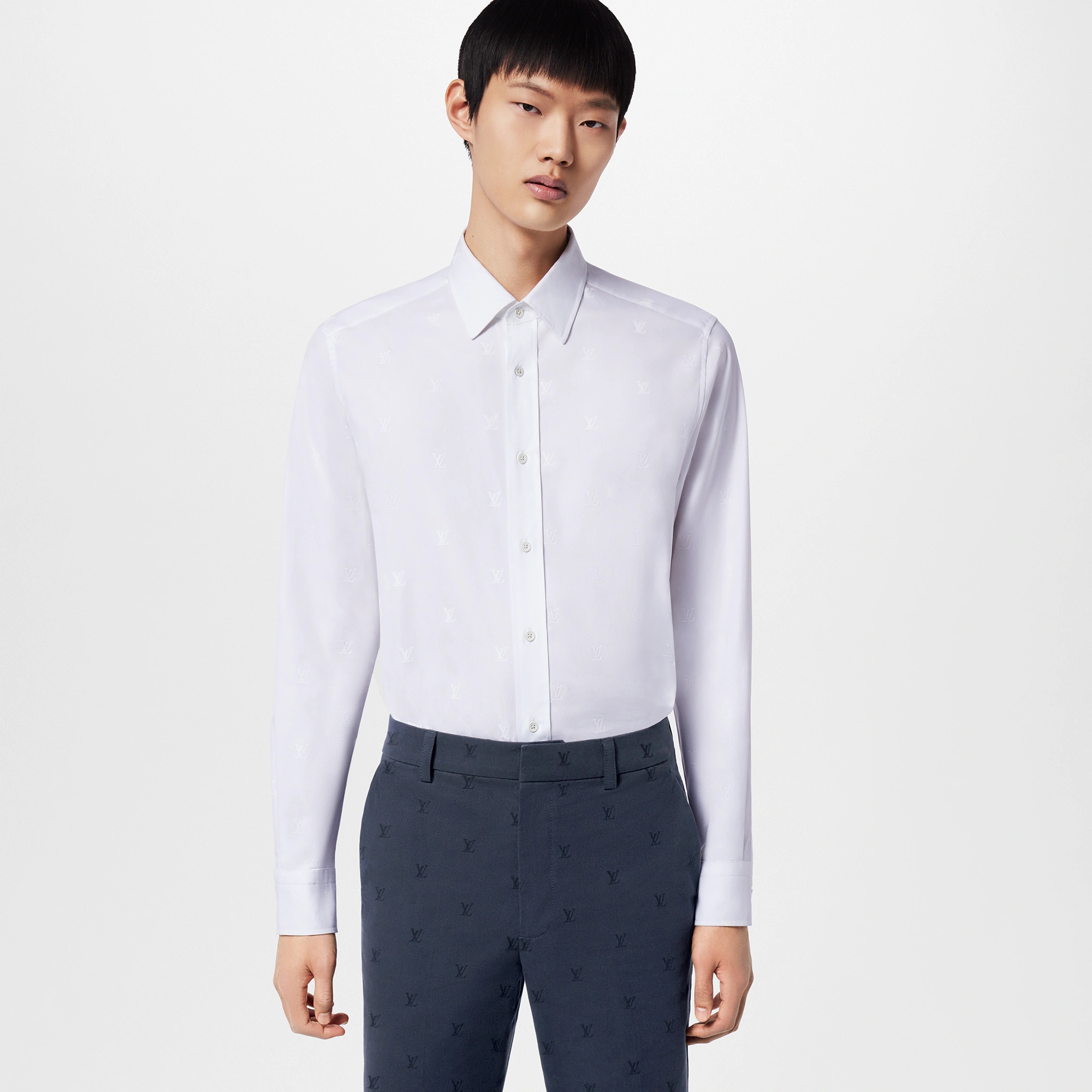 LV Blason Printed Long-Sleeved Cotton Shirt - 2