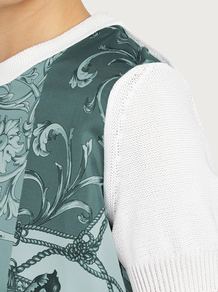 KNITTED TOP WITH SILK INSERTS - 5