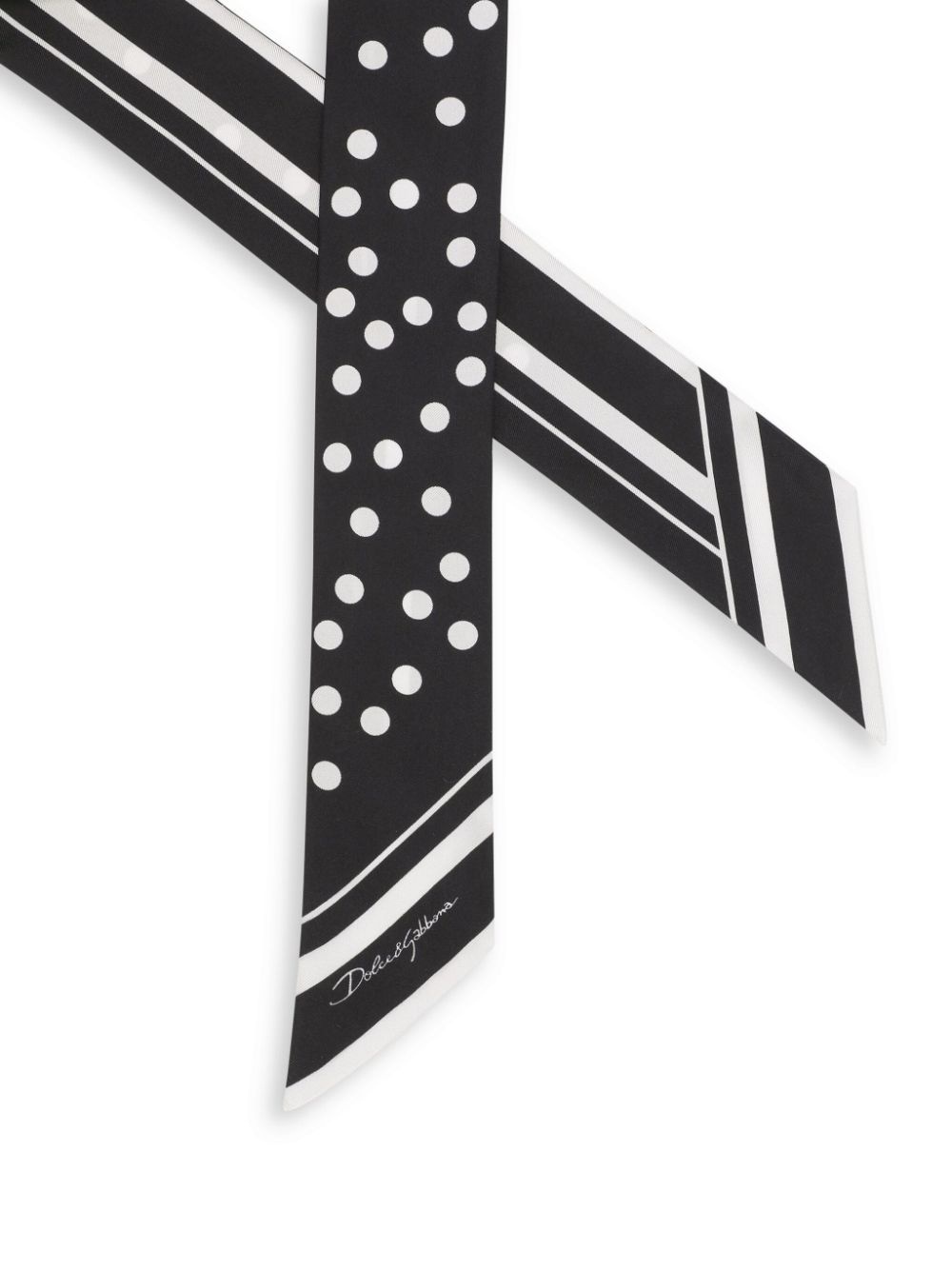 striped polka-dotted silk scarf - 3