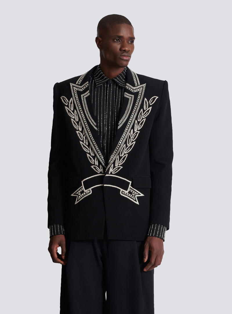 Crepe 1-button jacket with crystals 6
