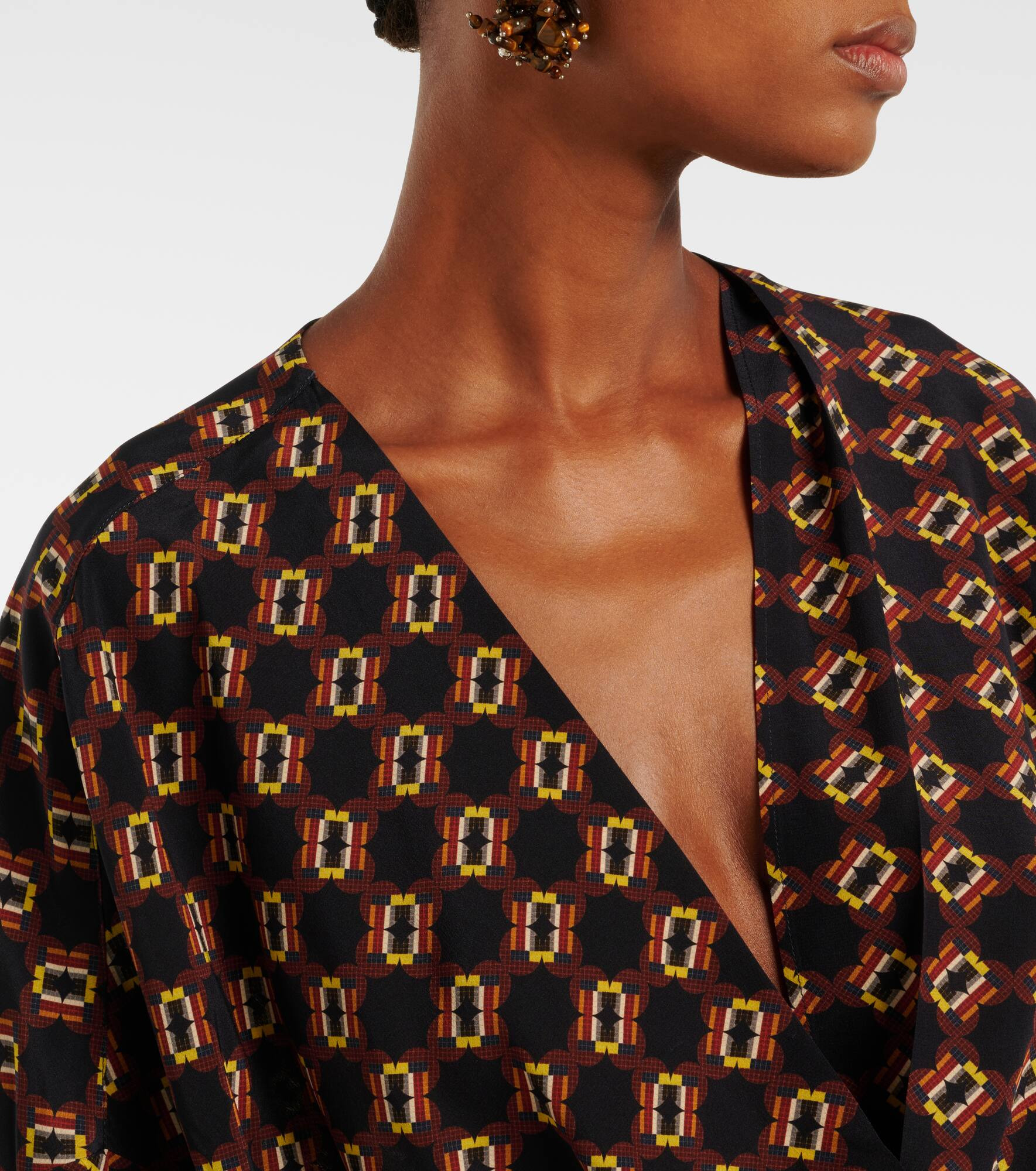 Draped printed silk top - 4