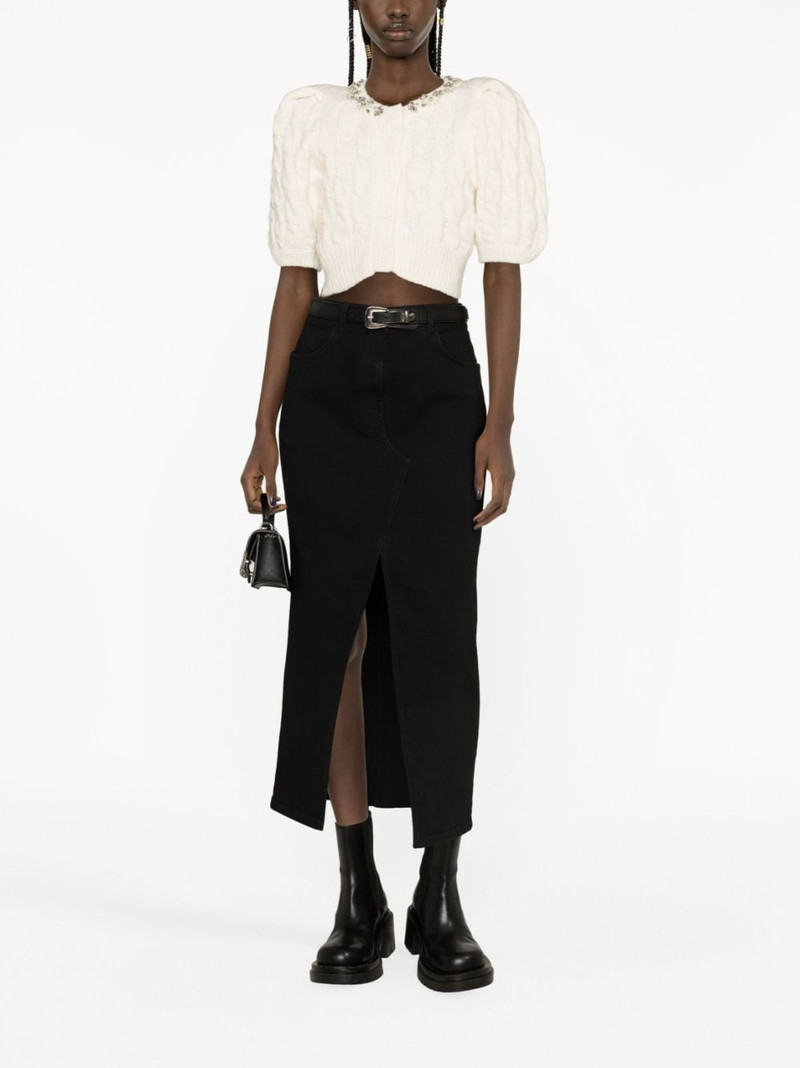 Simone Rocha embellished cropped cable-knit cardigan outlook