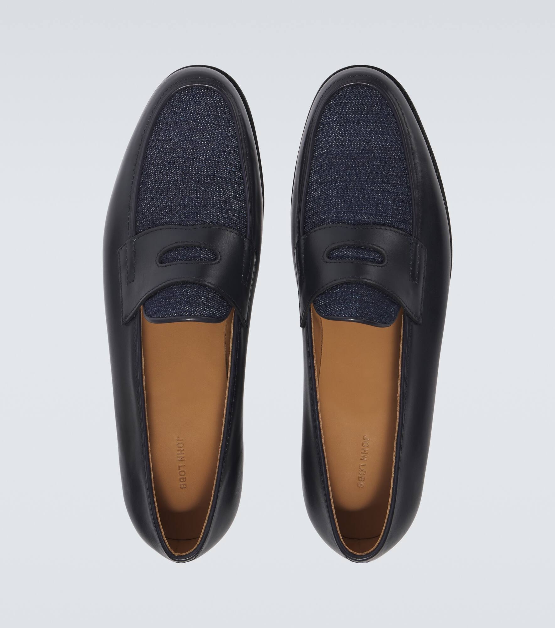 Lopez leather and denim penny loafers - 4