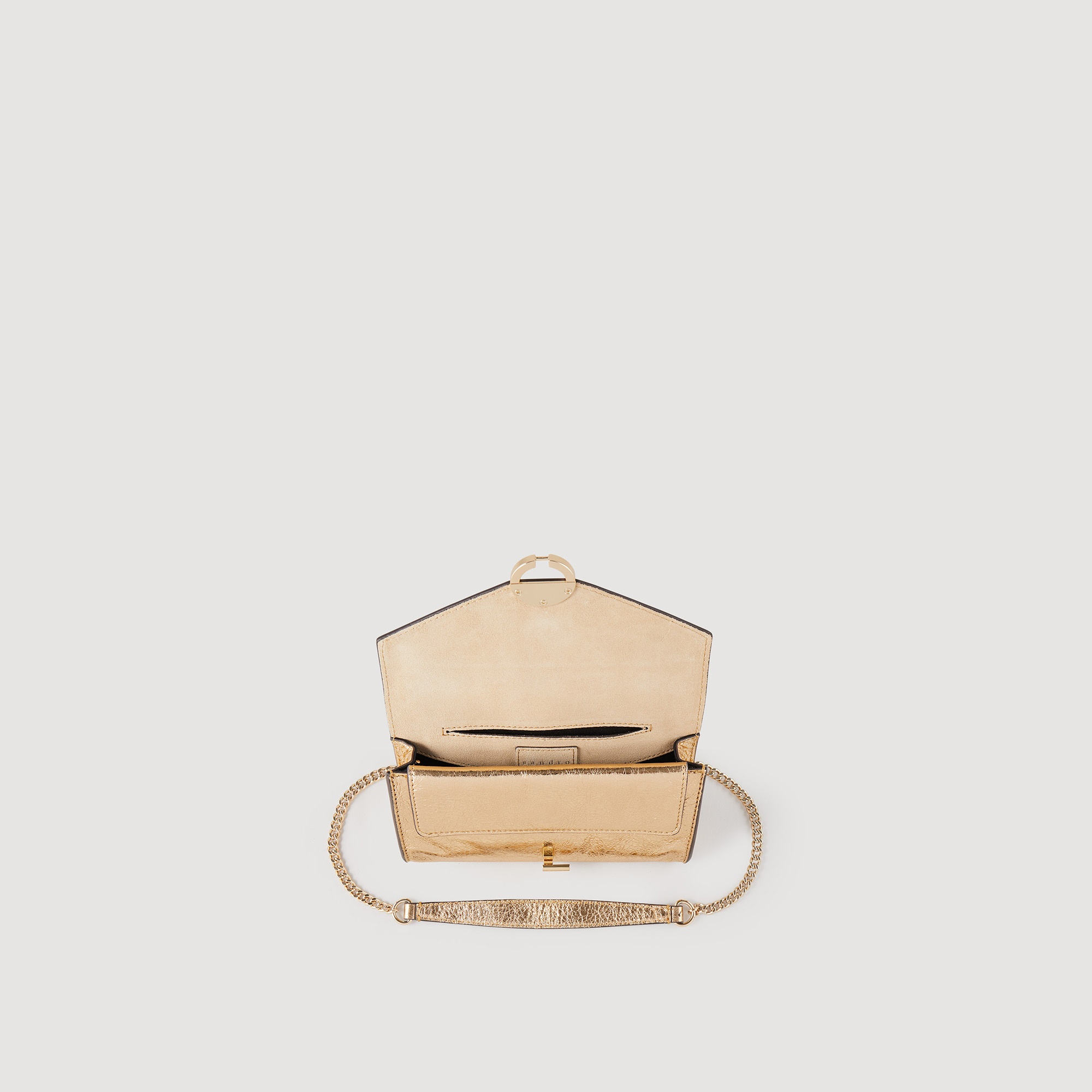 Gold leather clutch bag - 6