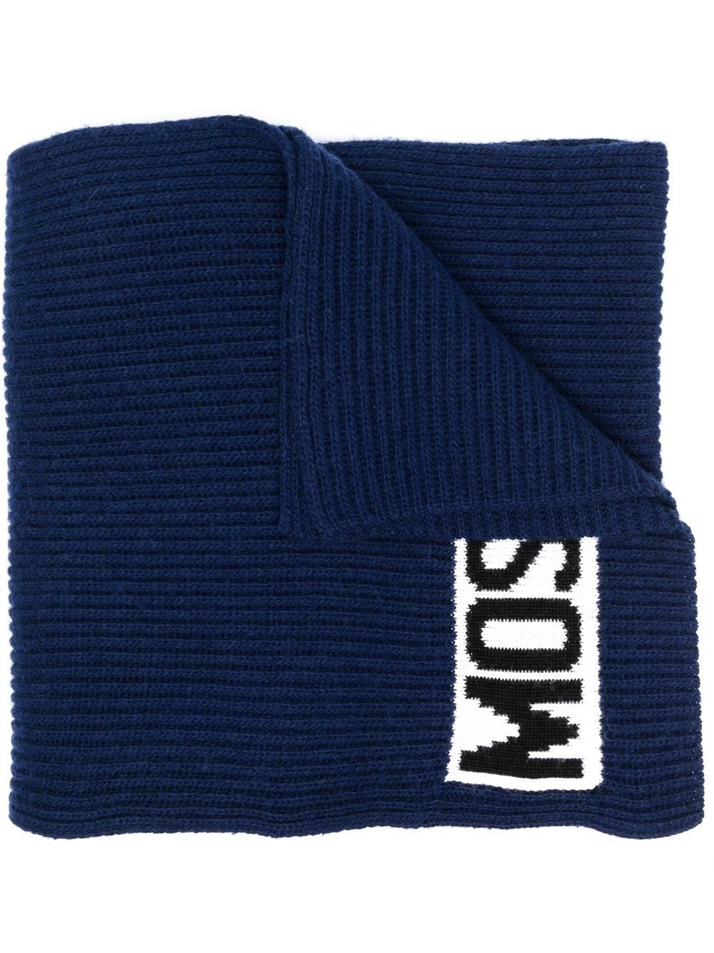 logo-intarsia ribbed scarf - 1
