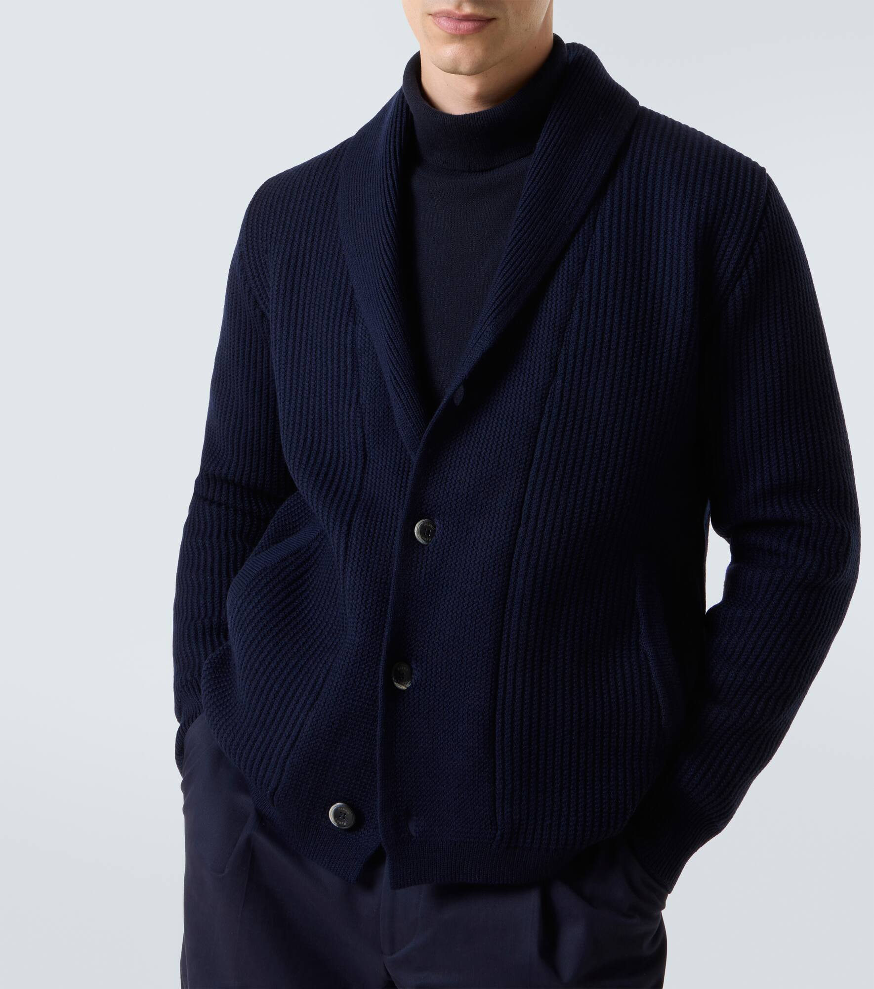 Layered wool and technical cardigan - 5
