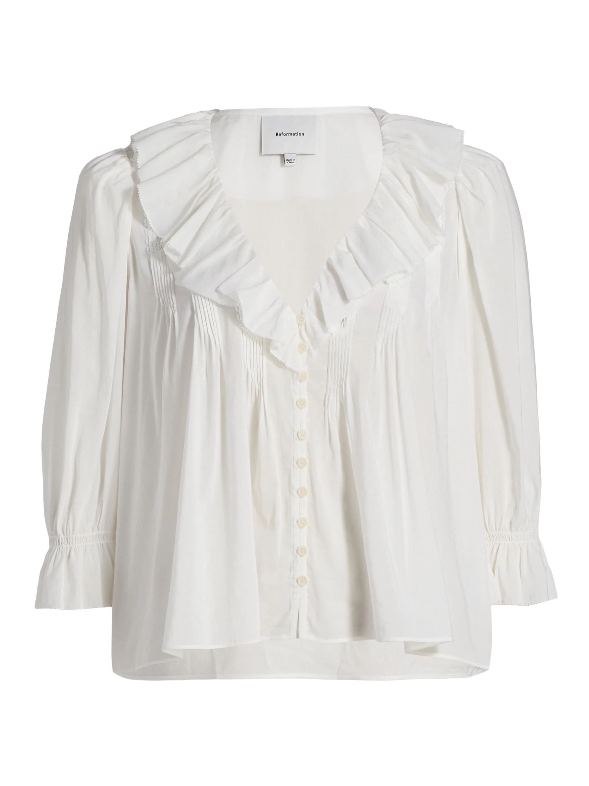 Women's Perry Ruffle-Trim Cotton-Blend Top - White - 1