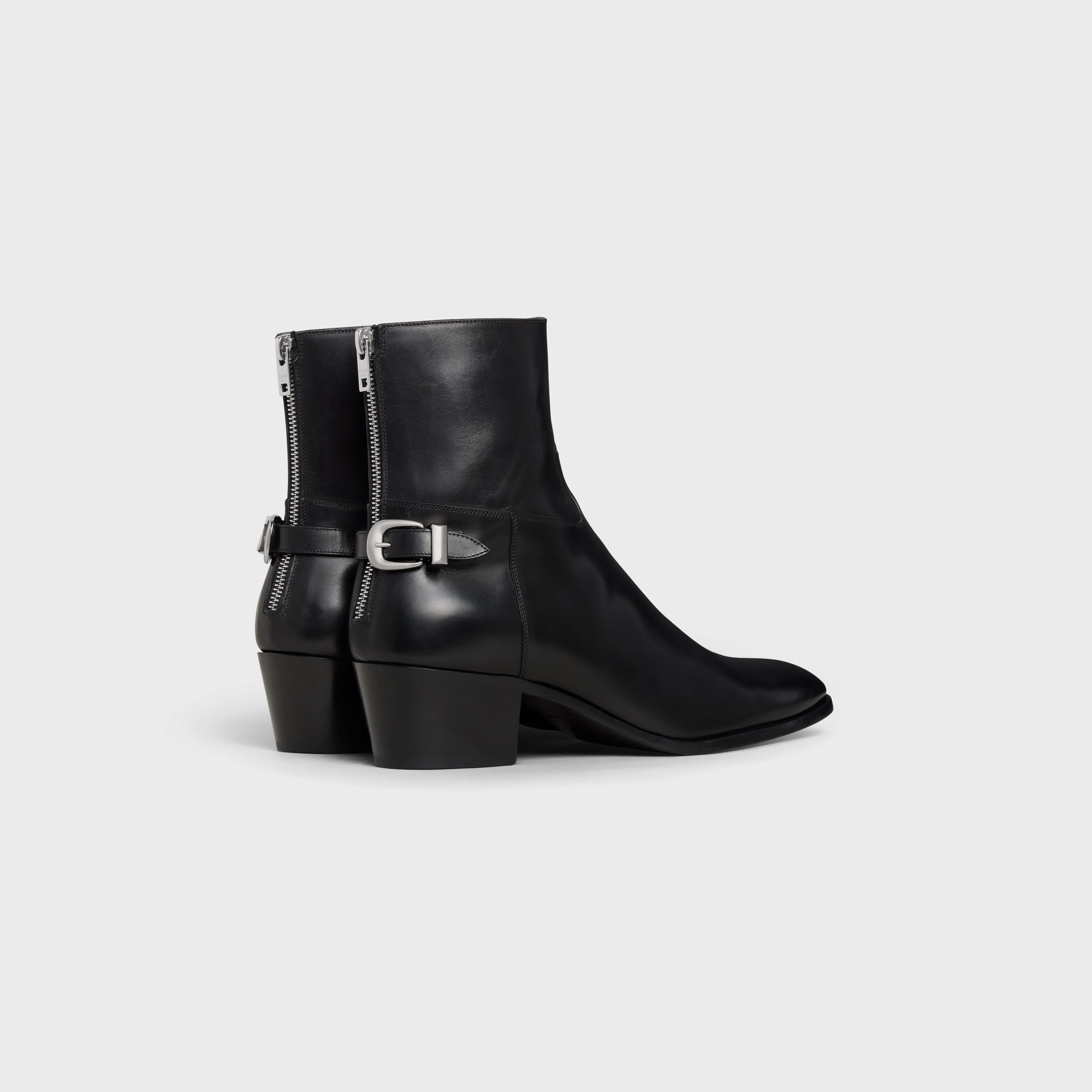 BACK BUCKLE ZIPPED ISAAC BOOT in Shiny calfskin - 3