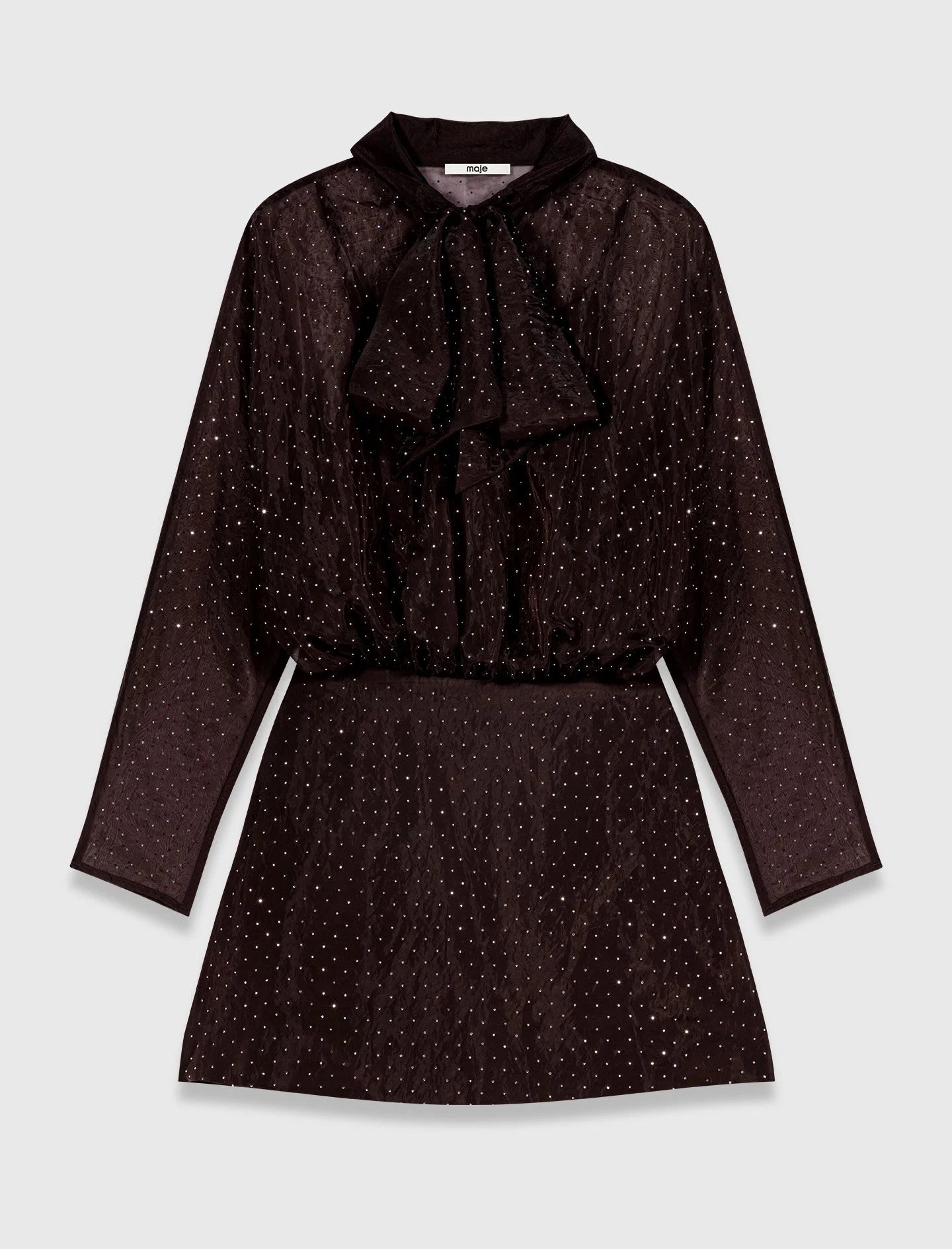 Short rhinestone tie-neck dress - 1