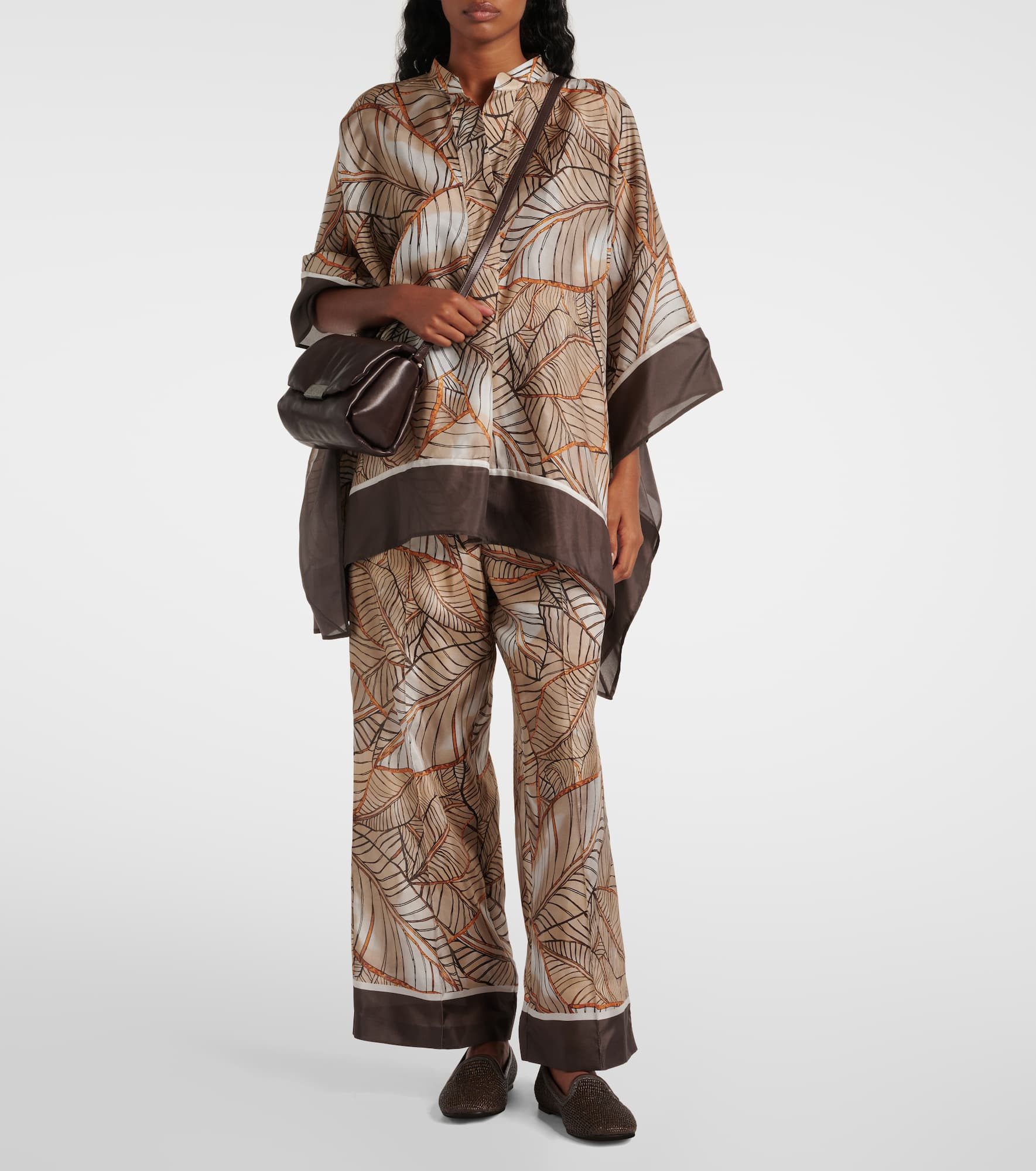 Printed silk wide-leg pants - 2