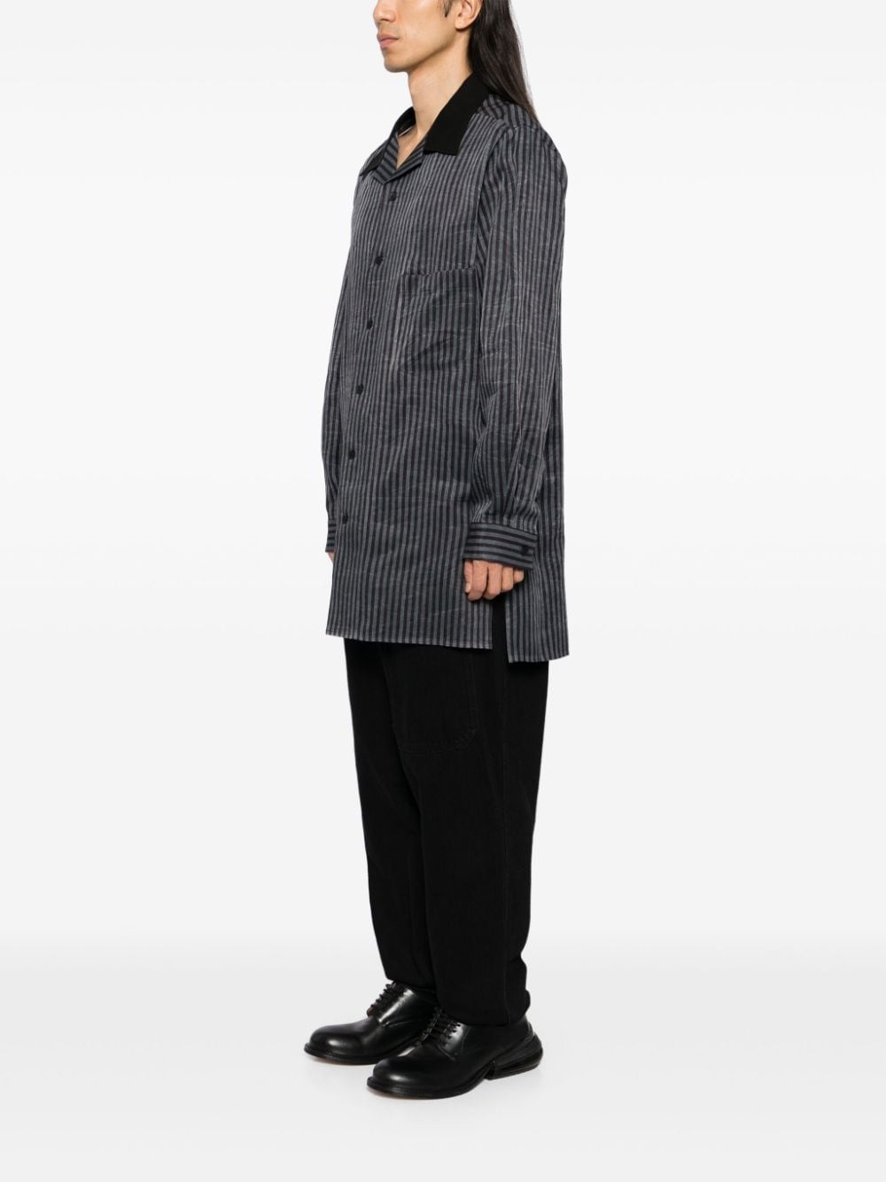 striped open-collar shirt - 3