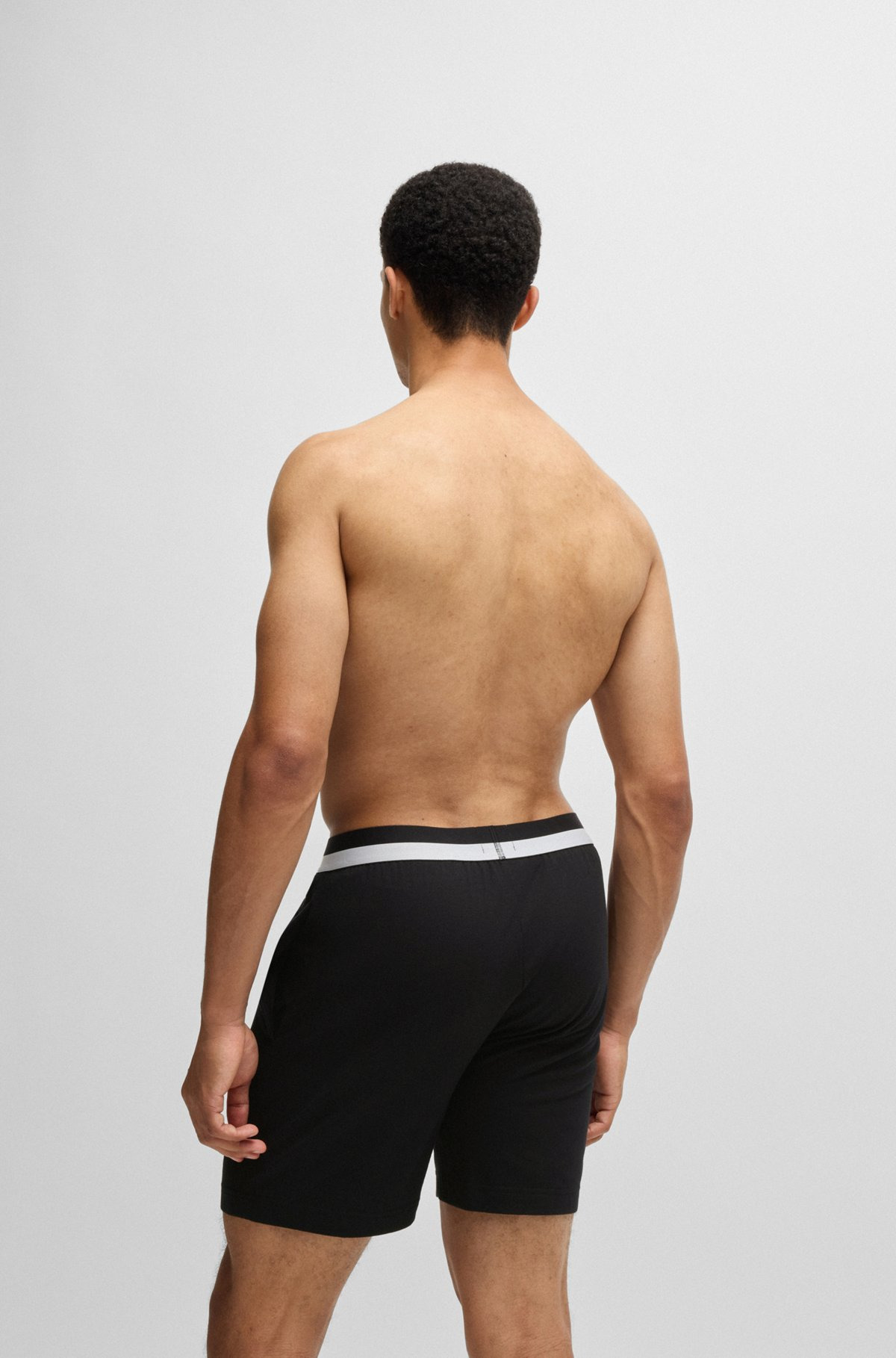 STRETCH-COTTON PAJAMA BOTTOMS WITH COLOR-BLOCKED WAISTBAND - 4
