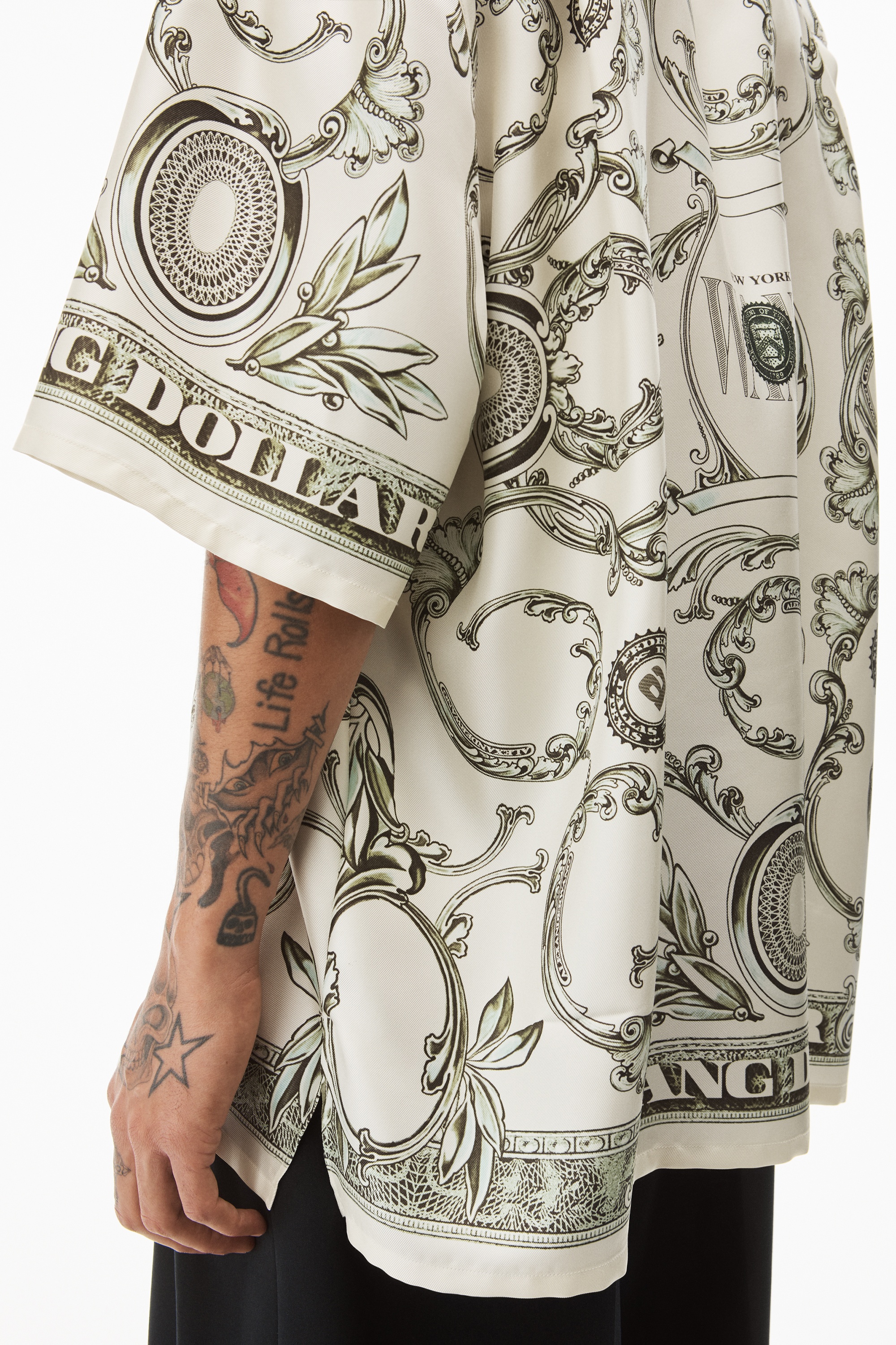 MONEY PRINT BUTTON DOWN IN SILK TWILL - 6