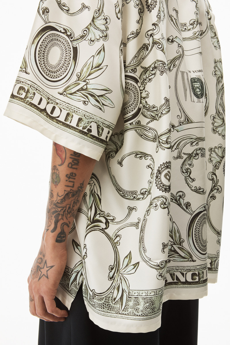 MONEY PRINT BUTTON DOWN IN SILK TWILL 6