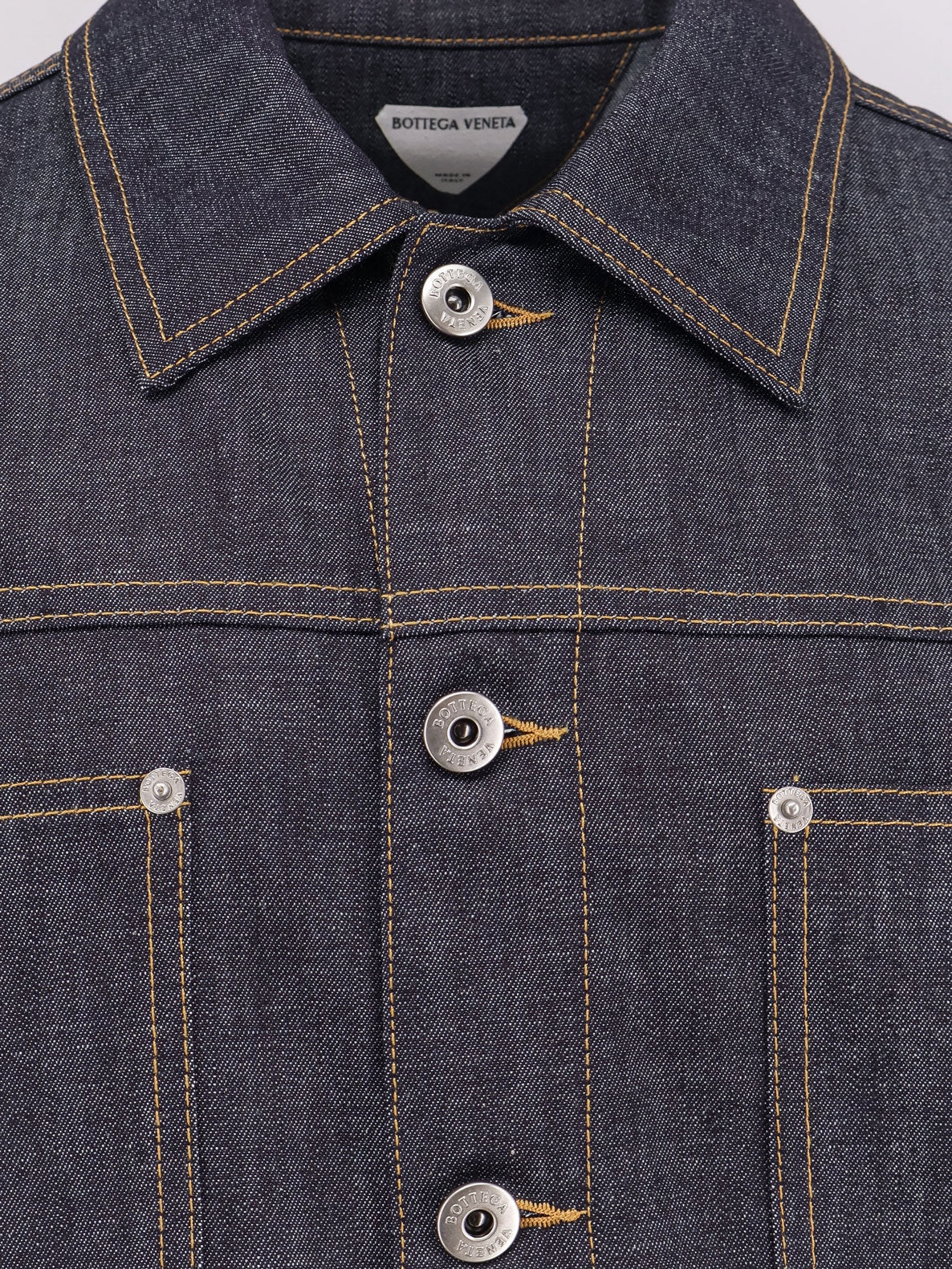 Bottega Veneta Men Denim Jacket With Iconic Intrecciato Patch - 3
