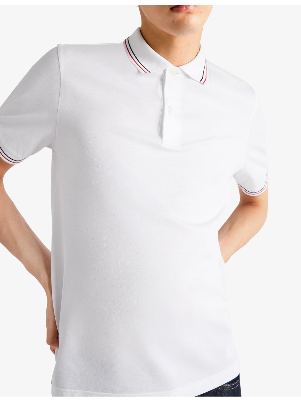 Short-sleeve stripe-trim pique polo shirt - 3