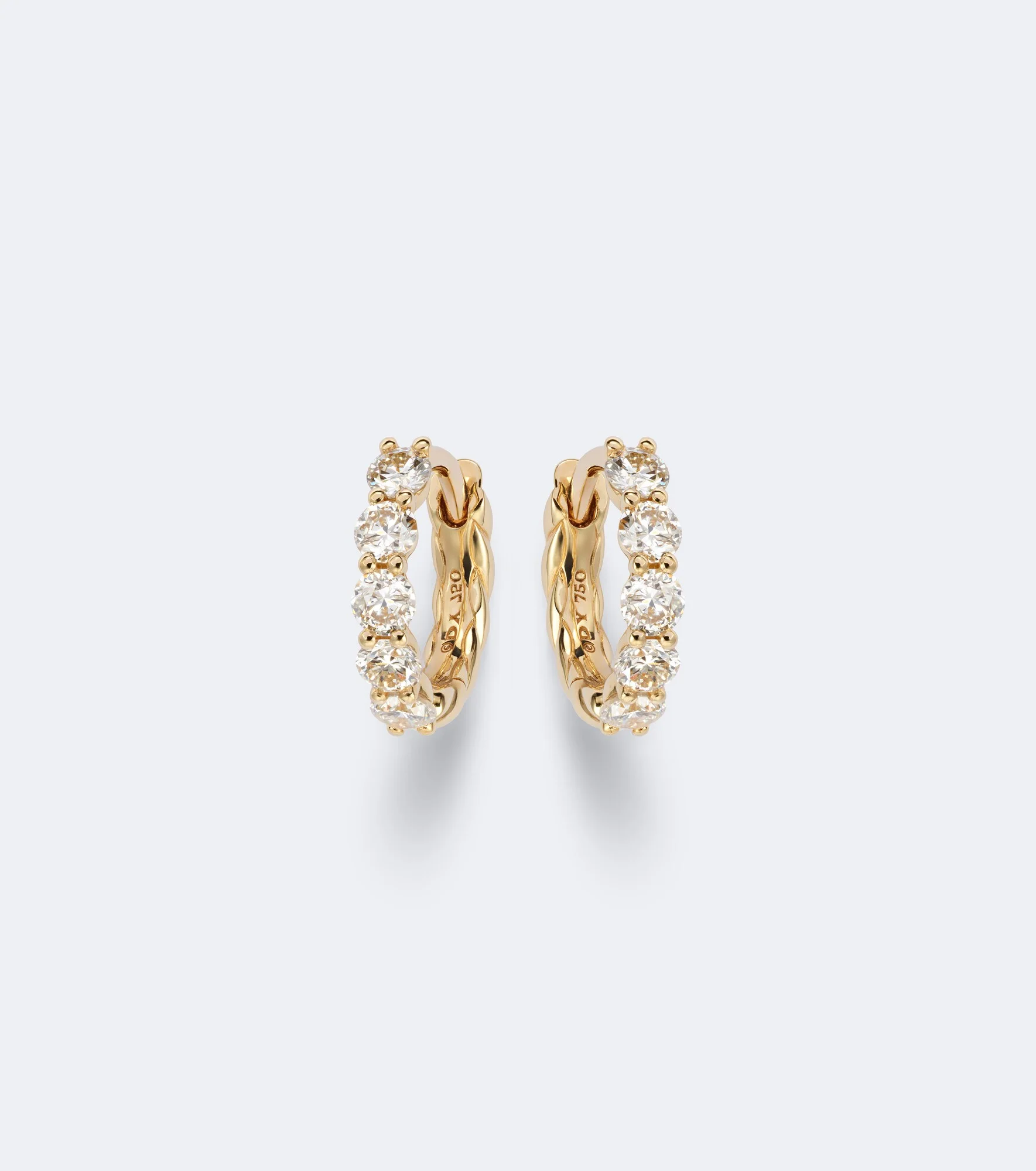 Petite Pavé 18kt gold hoop earrings with diamonds - 1