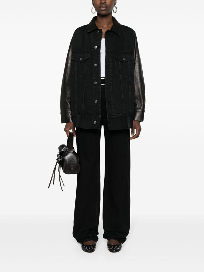 KHAITE Grizzo leather-panels denim jacket outlook