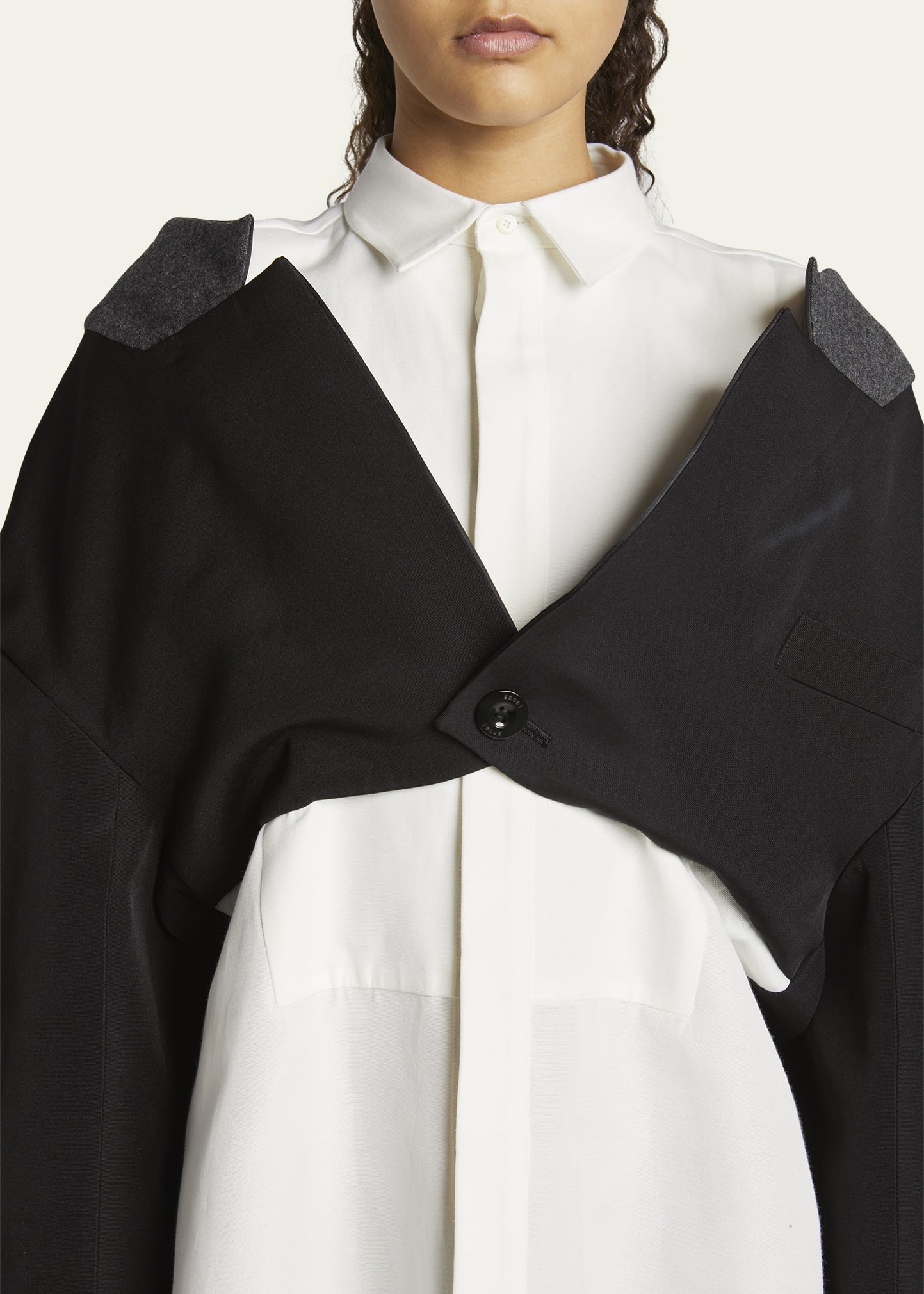 Blazer Detail Button-Front Shirtdress - 5