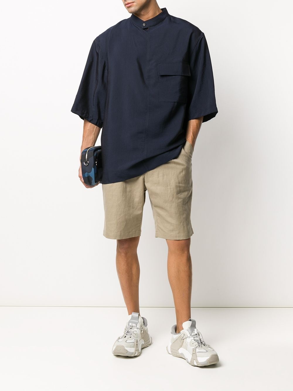 oversized band collar shirt - 2