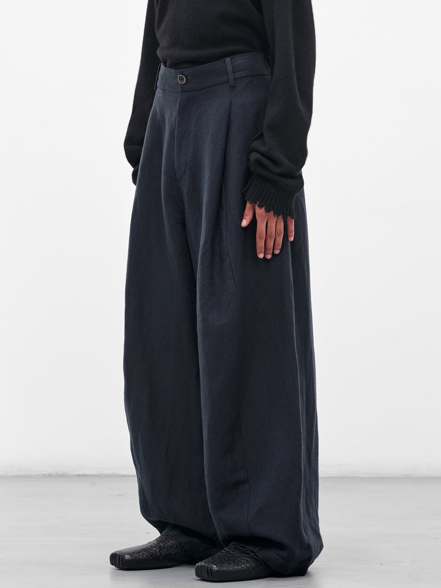 Navy Paw Wide Tailored Trousers - 2