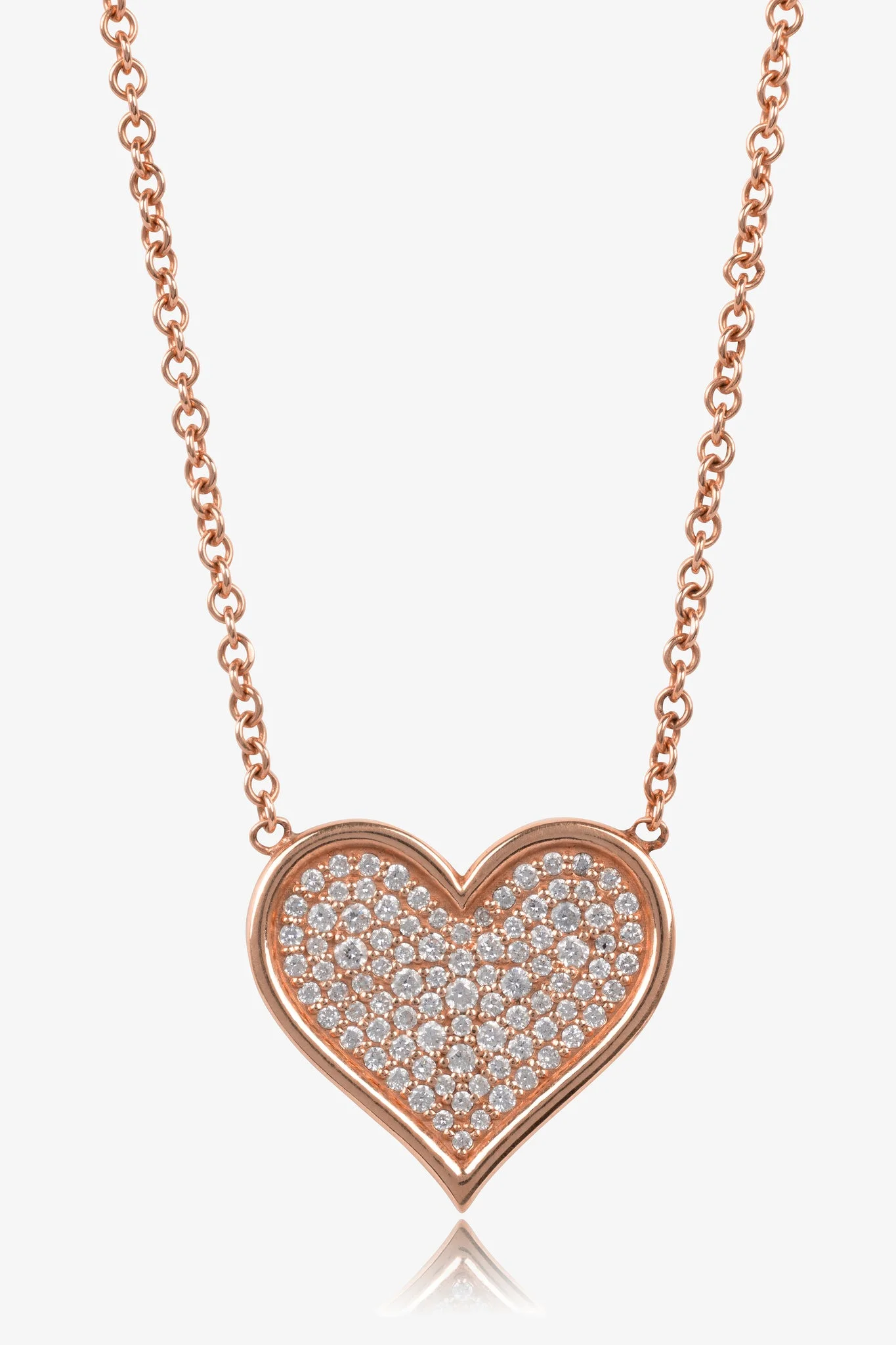 LARGE DIAMOND PAVE HEART NECKLACE - 1
