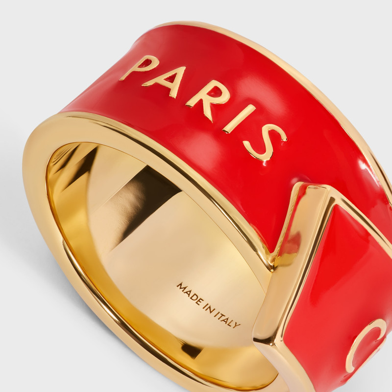 CELINE CELINE RIBBON RING IN ENAMEL AND BRASS WITH GOLD FINISH outlook