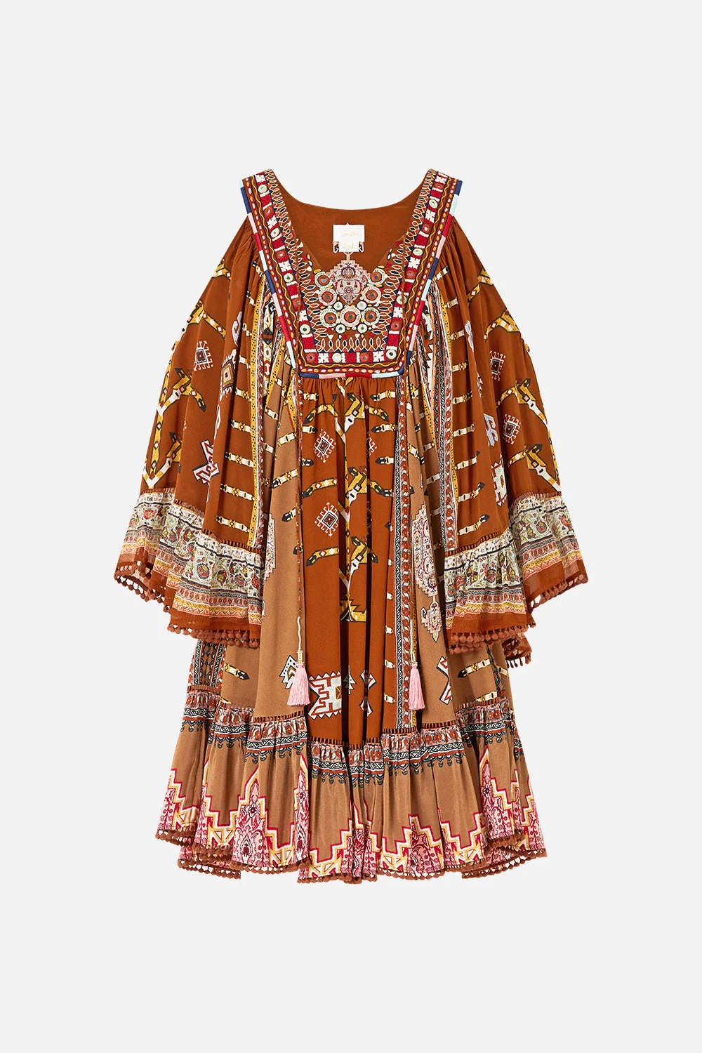 DROP SHOULDER RUFFLE DRESS - 1
